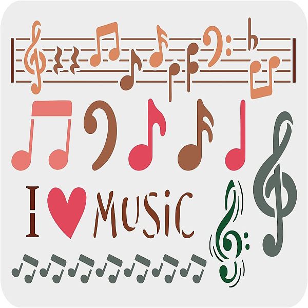 

PandaHall FINGERINSPIRE Music Notes Stencil 29.7x21cm Plastic PET Piano Music Notes Paint Stencils Various Shapes Notes Pattern Craft...