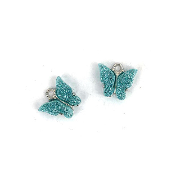 

PandaHall Vintage Alloy Acrylic Charm, for DIY Hoop Earing Accessories, Butterfly Shape, Platinum, Turquoise, 14x12mm Alloy Butterfly Green