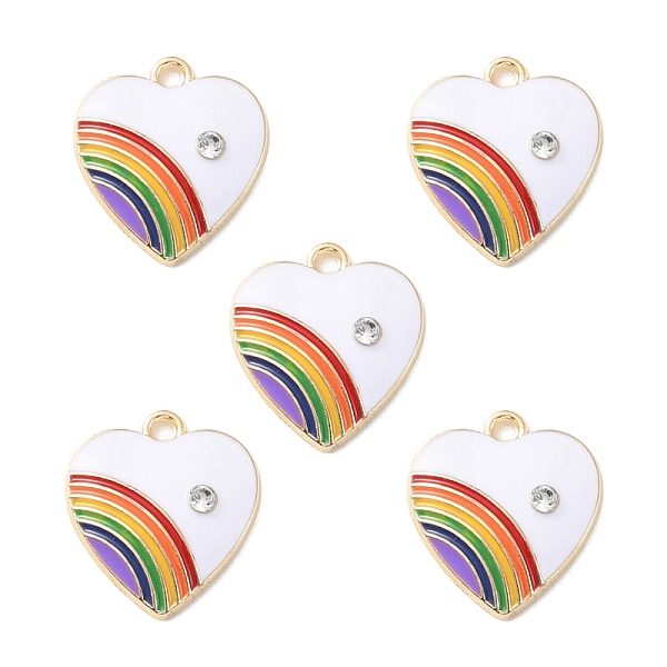 

PandaHall Alloy Enamel Pendant, with Rhinestone, Heart with Rainbow Charm, White, 20x18x3.5mm, Hole: 2mm Alloy Rhinestone+Enamel Heart White