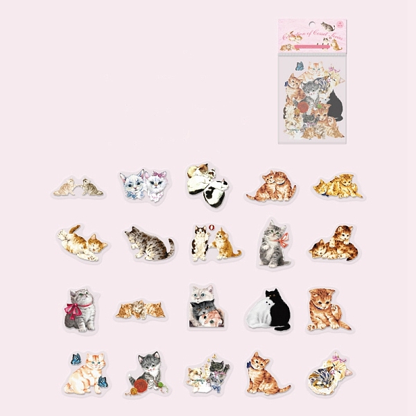 

PandaHall 40Pcs Cute Cat PET Waterproof Self Adhesive Stickers, Kitten Decorative Decals for DIY Scrapbooking, Photo Album Decoration...