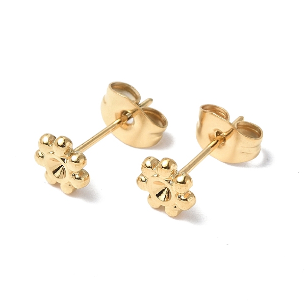 

PandaHall Ion Plating(IP) 304 Stainless Steel Stud Earring Findings, with Rhinestone Setting and Ear Nuts, Flower, Real 18K Gold Plated, Fit...
