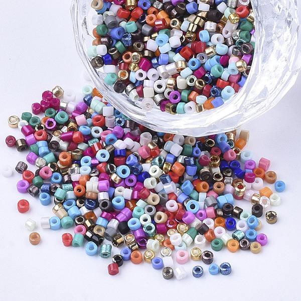 

PandaHall Glass Cylinder Beads, Seed Beads, Baking Paint, Round Hole, Mixed Color, 1.5~2x1~2mm, Hole: 0.8mm, about 8000pcs/bag, about..., Multicolor