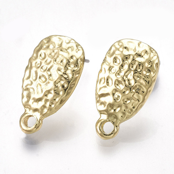 

PandaHall Alloy Stud Earring Findings, with Steel Pins, with Loop, Oval, Light Gold, 18x10mm, Hole: 1.8mm, Pin: 0.7mm Alloy Oval