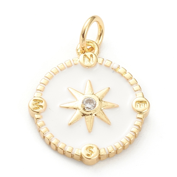 

PandaHall Brass Micro Pave Cubic Zirconia Pendants, with Enamel, Long-Lasting Plated, Real 18K Gold Plated, Flat Round with Sun, White...