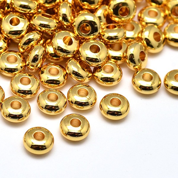 

PandaHall Brass Flat Round Spacer Beads, Golden, 6x3mm, Hole: 2mm Brass Flat Round
