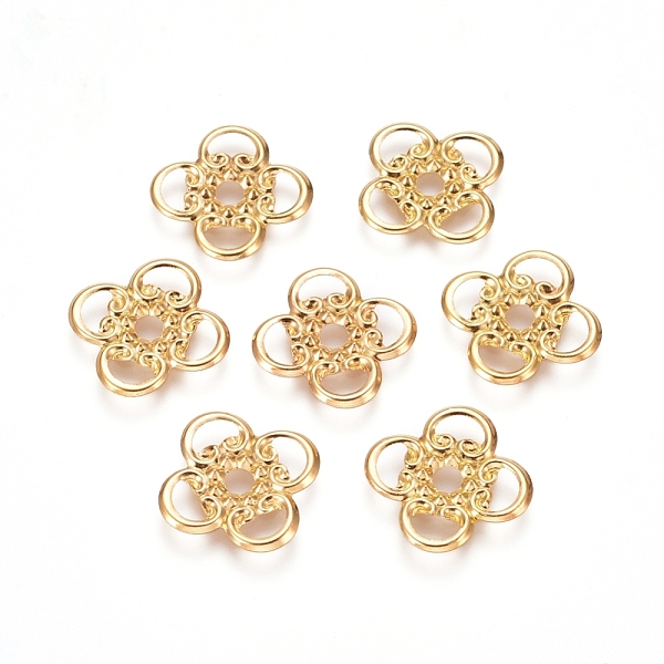 

PandaHall Electroplated Iron Spacer Beads, Flower, Real 18K Gold Plated, 16x16x1mm, Hole: 2.5mm Iron Flower