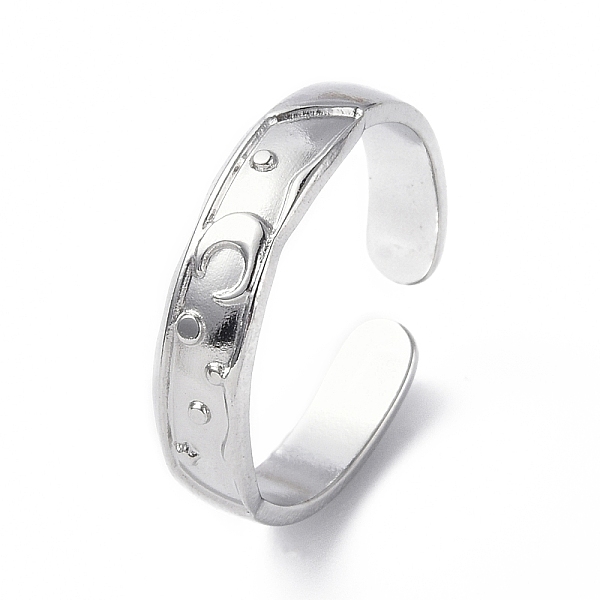 

PandaHall 304 Stainless Steel Crescent Moon Open Cuff Ring for Women, Stainless Steel Color, Inner Diameter: 17mm 304 Stainless Steel