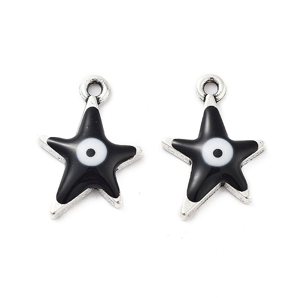 

PandaHall Alloy Enamel Pendants, Star with Evil Eye Charm, Cadmium Free & Nickel Free & Lead Free, Antique Silver, Black, 22x15x3.5mm, Hole...