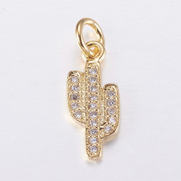 

PandaHall Brass Micro Pave Cubic Zirconia Charms, Cactus, Golden, 15x6.5x1mm, Hole: 3mm Brass+Cubic Zirconia Others