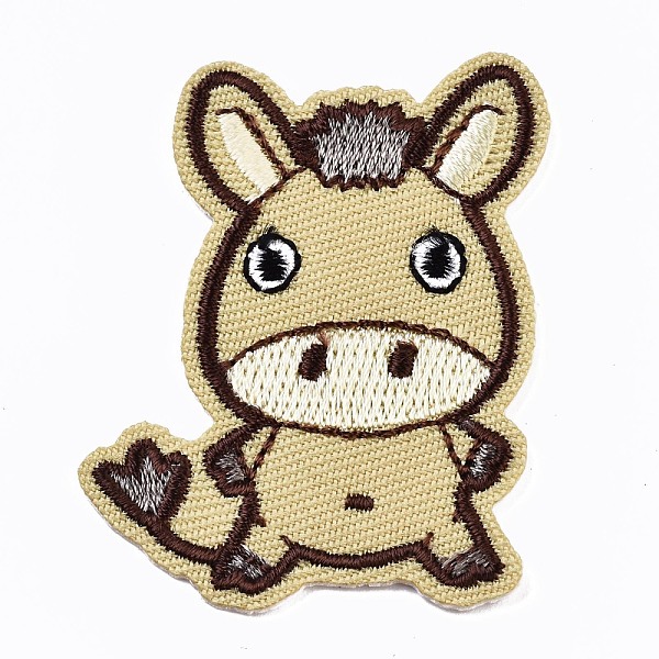 PandaHall Donkey Appliques, Computerized Embroidery Cloth Iron on/Sew on Patches, Costume Accessories, Light Goldenrod Yellow, 52x39x1mm...