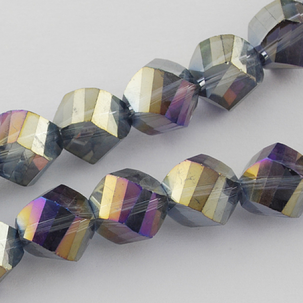 

PandaHall Electroplate Glass Beads Strands, AB Color Plated, Faceted, Twist, Dark Slate Gray, 6x6x6mm, Hole: 1mm Glass Twist Gray