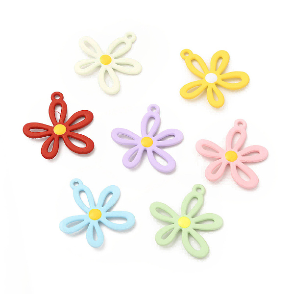 

PandaHall Rack Plating Alloy Pendants, Spray Painted Flower Charms, Cadmium Free & Nickel Free & Lead Free, Mixed Color, 27x24.5x3mm, Hole..., Multicolor