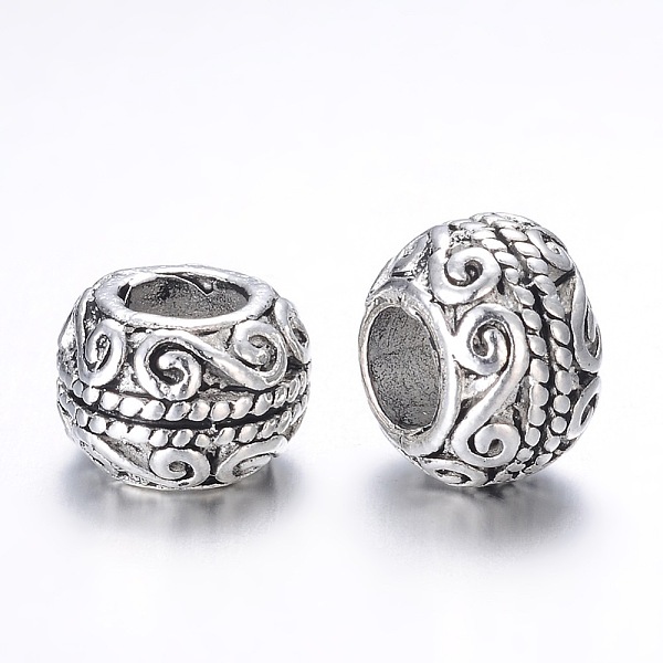 

PandaHall Alloy European Beads, Rondelle, Large Hole Beads, Antique Silver, 10.5x7.5mm, Hole: 5mm Alloy Rondelle
