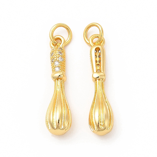 

PandaHall Rack Plating Brass Micro Pave Cubic Zirconia Pendants, Cadmium Free & Lead Free, Whisk Charm, with Jump Ring, Real 18K Gold Plated..., Clear