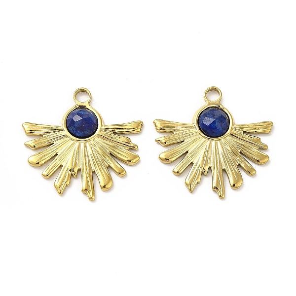 

PandaHall Natural Lapis Lazuli Pendants, Faceted Flower Charms, with Vacuum Plating Real 18K Gold Plated 201 Stainless Steel Findings...