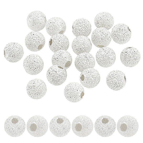 

PandaHall 20Pcs Round 925 Sterling Silver Textured Beads, Spacer Beads, Silver, 4mm, Hole: 1.2mm Sterling Silver Round