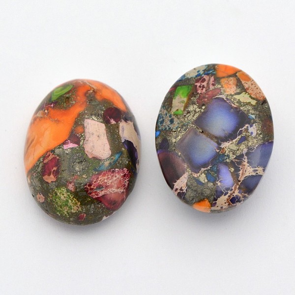 

PandaHall Oval Synthetic Regalite/Imperial Jasper/Sea Sediment Jasper Cabochons, 25x18x9mm Imperial Jasper Oval