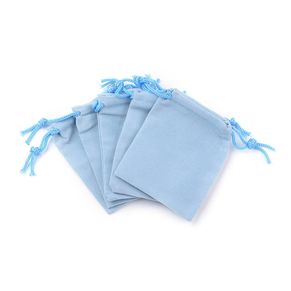 

PandaHall Velvet Cloth Drawstring Bags, Jewelry Bags, Christmas Party Wedding Candy Gift Bags, Light Sky Blue, 9x7cm Velvet