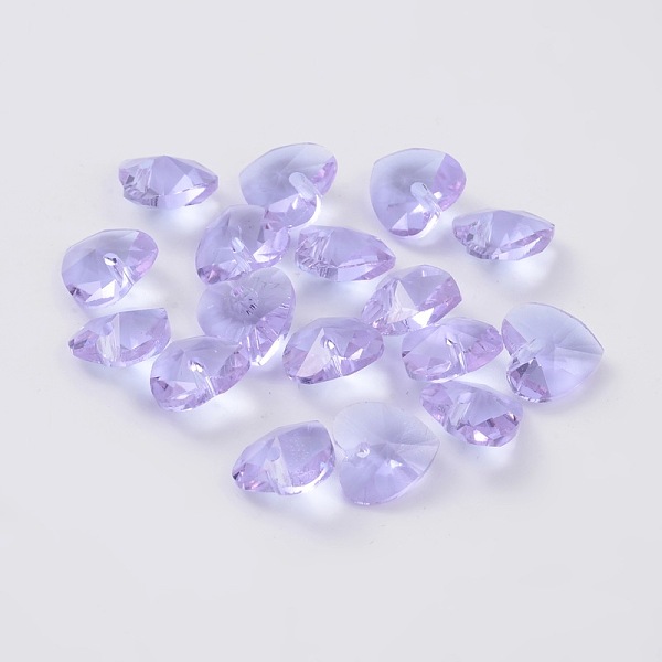 

PandaHall Romantic Valentines Ideas Glass Charms, Faceted Heart Charm, Lilac, 14x14x8mm, Hole: 1mm Glass Heart Purple