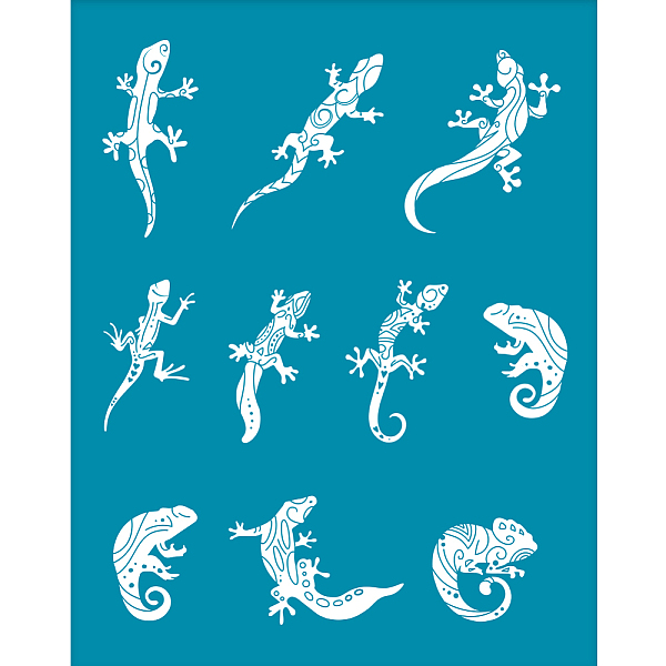 

PandaHall OLYCRAFT 4x5 Inch Clay Stencils Small Lizard Pattern Silk Screen for Polymer Silk Screen Stencils Lizard Mesh Transfer Stencils..., Cyan