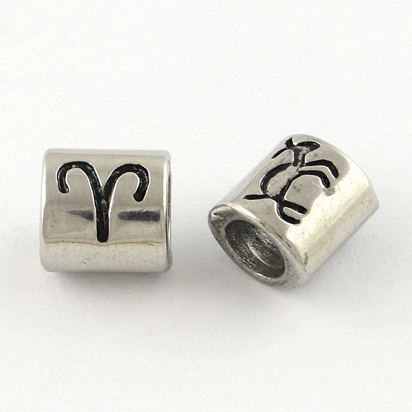 

PandaHall Smooth Surface 304 Stainless Steel European Bead, Large Hole Beads, Oval Constellation/Zodiac Sign Style, Aries, 9x8.5x6.5mm, Hole...