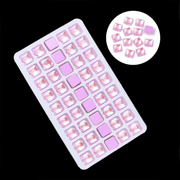 

PandaHall Transparent K9 Glass Cabochons, Flat Back, Square, Pearl Pink, 10x10x5mm, about 45pcs/bag Glass Square Pink