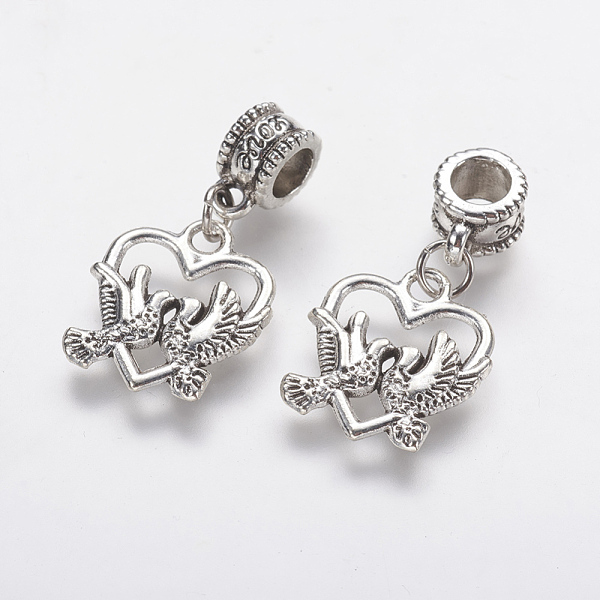 

PandaHall Tibetan Style Alloy European Dangle Charms, Large Hole Pendants, Hollow Heart with Bird, Antique Silver, 29.5mm, Hole: 5mm...