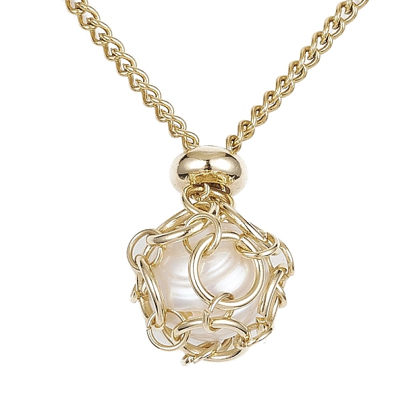 

PandaHall Ion Plating(IP) 304 Stainless Steel Macrame Pouch Empty Stone Holder, Natural Cultured Freshwater Pearl Pendant Necklaces for...