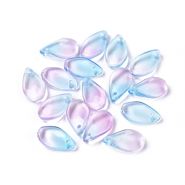 

PandaHall Glass Pendants, teardrop, Two Tone, Deep Sky Blue, 17x10x2.5mm, Hole: 1mm Glass Teardrop Blue