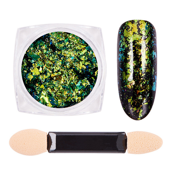 

PandaHall Nail Art Glitter Flakes, Starry Sky/Mirror Effect, Iridescent Glitter Flakes, with One Brush, Sea Green, 30x30x17mm, about...