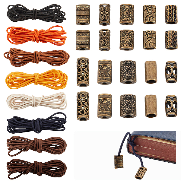 

PandaHall BENECREAT DIY Column Beaded Elastic Bookmark Making Kit, Including Alloy Bead Cone, Cord Ends, Polyester Elastic Cord, Antique...