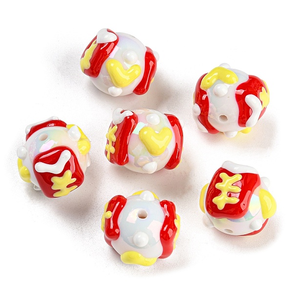 

PandaHall Hand Painted Acrylic with Enamel Beads, Cartoon, Oval, White, 18.5x18x15mm, Hole: 1.8mm Acrylic Oval White