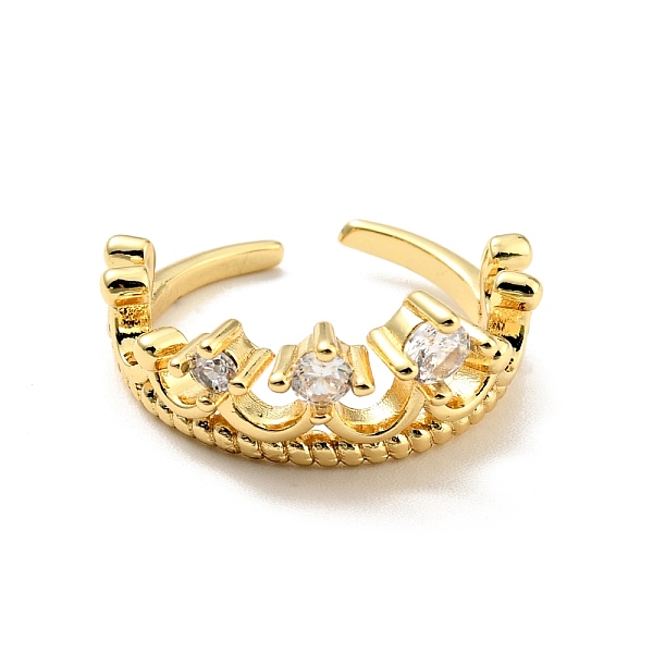 

PandaHall Cubic Zirconia Crown Open Cuff Ring, Real 18K Gold Plated Brass Jewelry for Women, Cadmium Free & Lead Free, Clear, US Size 6 3/4...