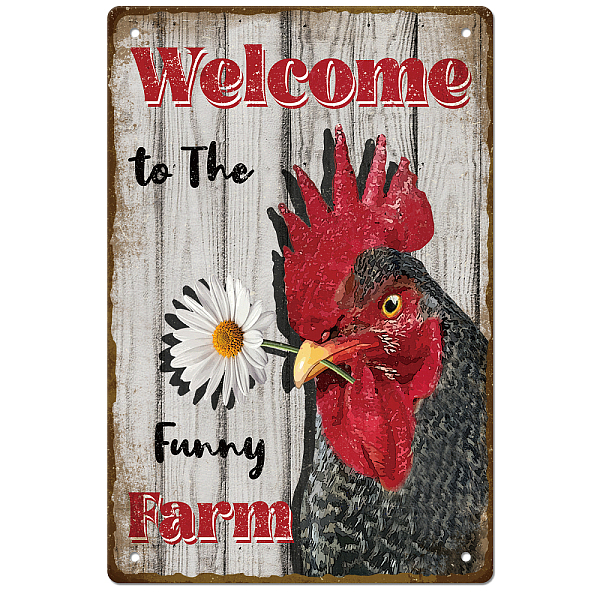 

PandaHall Vintage Metal Tin Sign, Iron Wall Decor for Bars, Restaurants, Cafes Pubs, Rectangle, Rooster, 300x200x0.5mm Iron Rooster