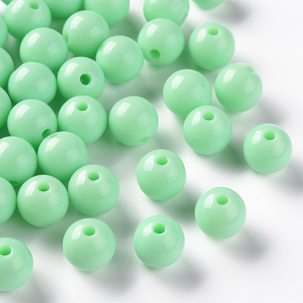 

PandaHall Opaque Acrylic Beads, Round, Aquamarine, 10x9mm, Hole: 2mm, about 940pcs/500g Acrylic Round Green