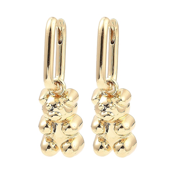

PandaHall Brass Dangle Hoop Earrings, Bear, Light Gold, 34x10mm Brass Bear