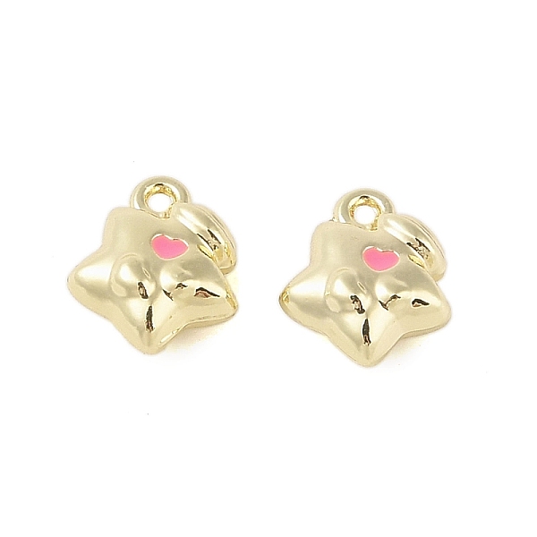 

PandaHall Rack Plating Alloy Enamel Charms, Star Charm, Golden, Hot Pink, 12x10x5.5mm, Hole: 1.5mm Alloy+Enamel Star