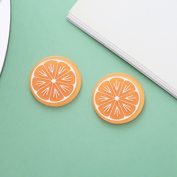 

PandaHall Opaque Resin Decoden Cabochons, with Glitter Powder, Orange, Light Coral, 21mm Resin Fruit