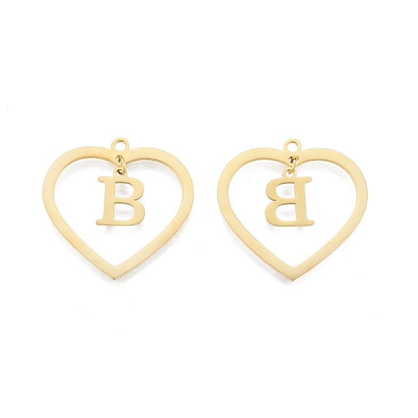 

PandaHall 201 Stainless Steel Pendants, Hollow, Heart with Letter A~Z, Real 18K Gold Plated, Letter.B, 29x29.5x1mm, Hole: 2mm, A~Z...