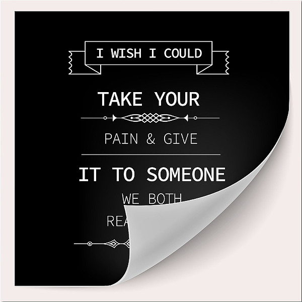 

PandaHall CRASPIRE Picture Stickers, Coated Paper, Square with Word, Black, 6.3x6.3cm, 30pcs/set Paper Word Black