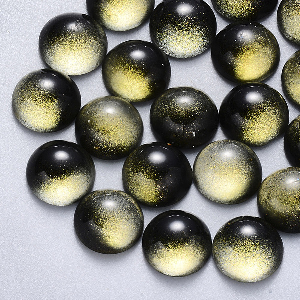 

PandaHall Transparent Spray Painted Glass Cabochons, with Glitter Powder, Half Round/Dome, Black, 12x6mm Glass Half Round Black