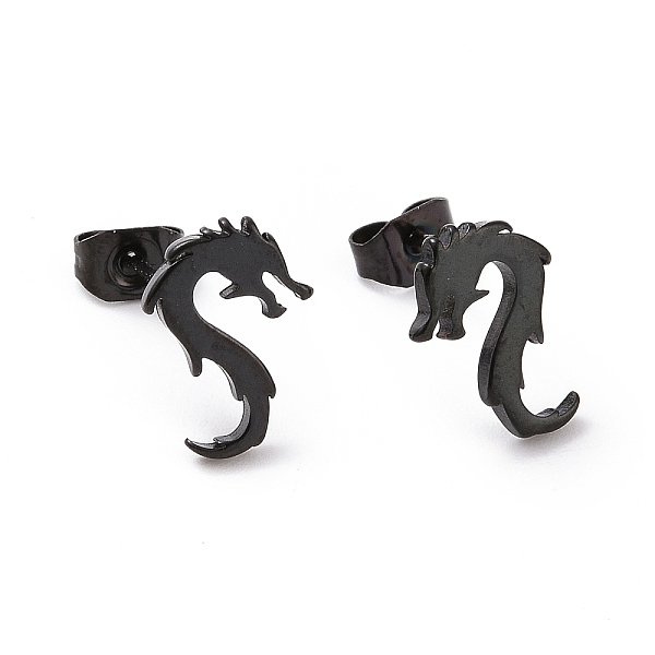 

PandaHall 304 Stainless Steel Tiny Dragon Stud Earrings for Men Women, Electrophoresis Black, 11x8mm, Pin: 0.7mm 304 Stainless Steel Dragon