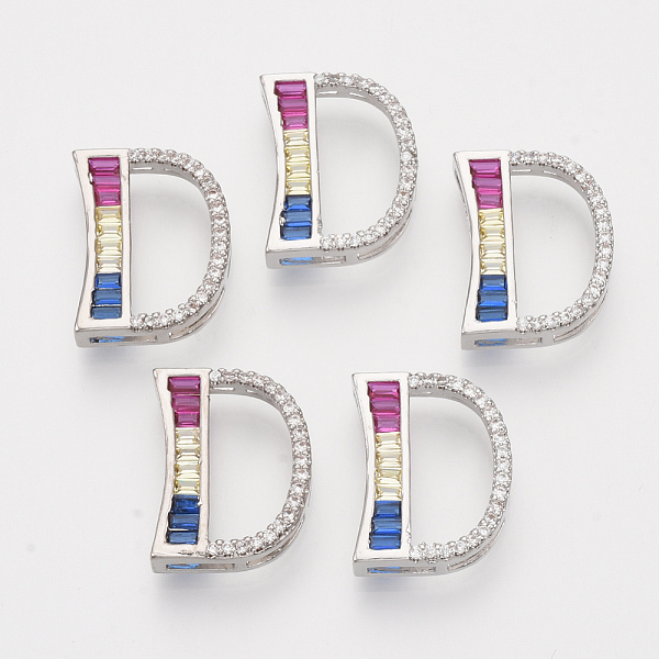 

PandaHall Brass Cubic Zirconia Slide Charms, Real Platinum Plated, Colorful, Letter, Letter.D, 18x14x4.5mm, Hole: 1.5x4mm and 1.5x7mm...