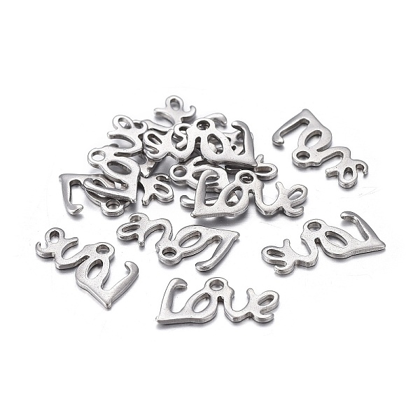 

PandaHall Valentine's Day 201 Stainless Steel Charms, Laser Cut, Word Love, Stainless Steel Color, 6x12x0.8mm, Hole: 1.2mm 201 Stainless...