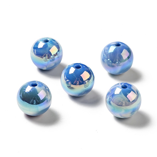 

PandaHall UV Plating Opaque Rainbow Iridescent Acrylic Beads, Round, Blue, 15~15.5x15.5~16mm, Hole: 2.7~2.8mm Acrylic Round Blue