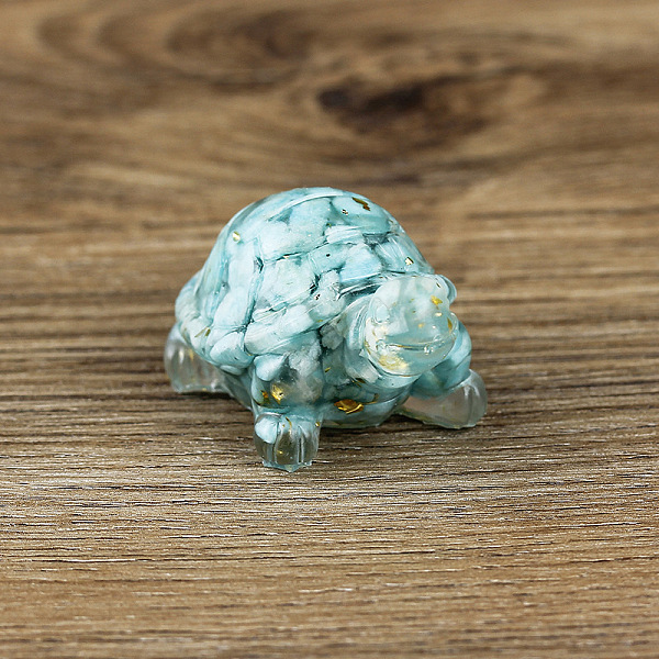 

PandaHall Resin Home Display Decorations, with Natural Amazonite Chips and Gold Foil Inside, Tortoise, 50x30x27mm Amazonite Tortoise