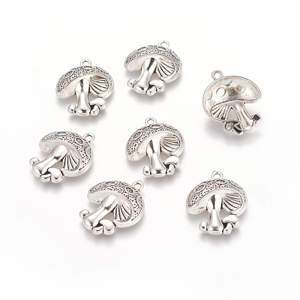 

PandaHall Tibetan Style Alloy Pendants, Lead Free and Cadmium Free, Mushroom, Antique Silver, 22.5x19x5.4mm, Hole: 2mm Alloy Mushroom