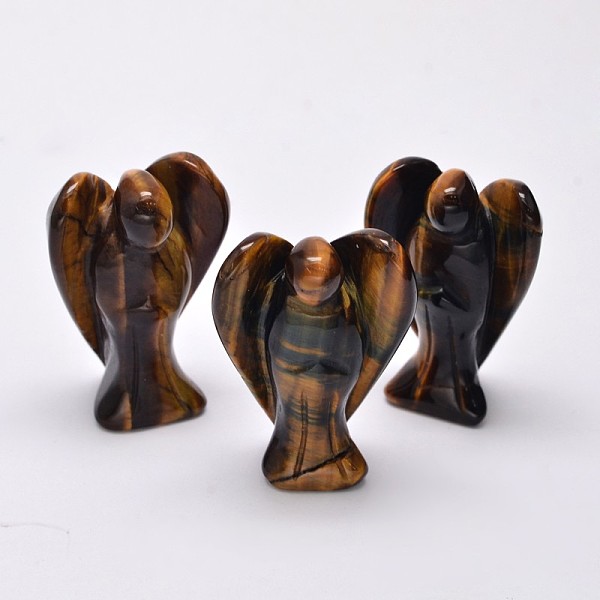 

PandaHall Angel Nautral Tiger Eye Home Display Decorations, 38~40x27~28x13~14mm Tiger Eye Angel & Fairy