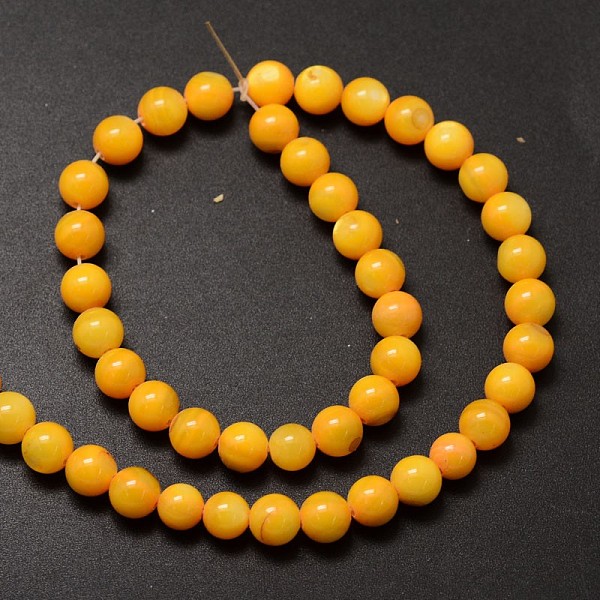 

PandaHall Natural Freshwater Shell Round Bead Strands, Dyed, Yellow, 6mm, Hole: 1mm, about 62pcs/strand, 14.5 inch Freshwater Shell Round...