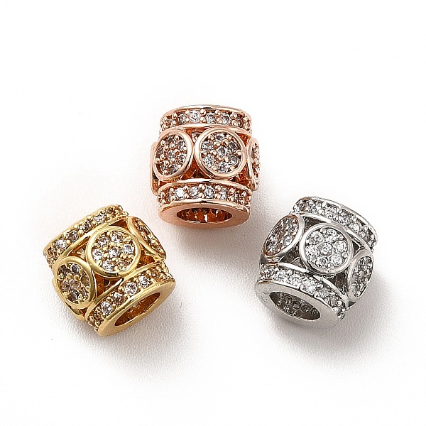 

PandaHall Rack Plating Brass Micro Pave Cubic Zirconia Beads, Long-Lasting Plated, Cadmium Free & Lead Free, Barrel, Mixed Color, 8.5x8mm..., Clear